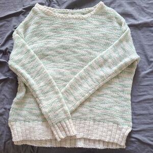 Women's Mint Green and White Sweater